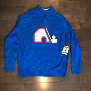 NWT "Vintage" NHL Men's Quebec Nordiques Sweater Jersey, Cotton, Blue, Large NWT